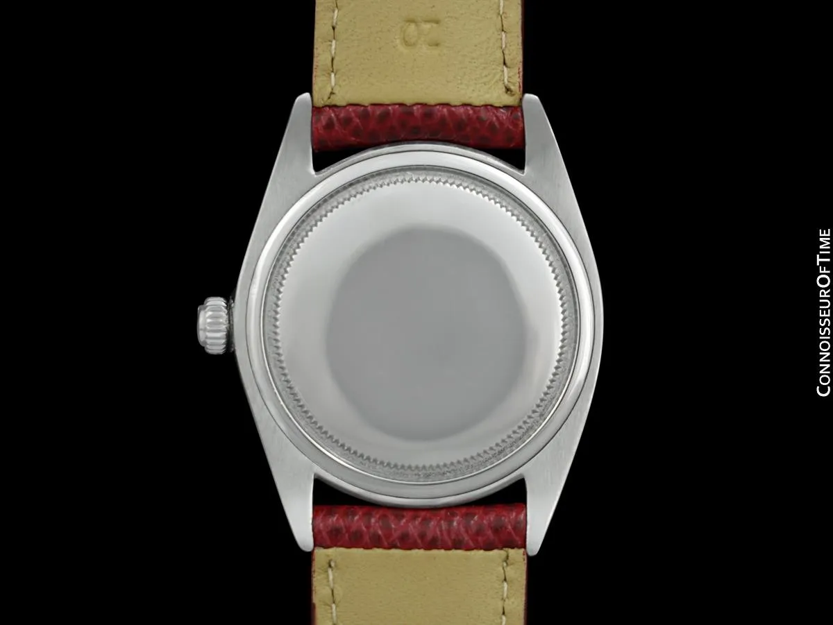 1964 Rolex Oysterdate Mens Vintage Ref. 6694 Date Watch with Red Dial - Stainless Steel & Diamonds