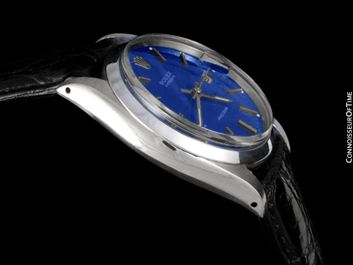 1964 Rolex Vintage Mens Oysterdate Date Watch, Navy Blue Dial - Stainless Steel