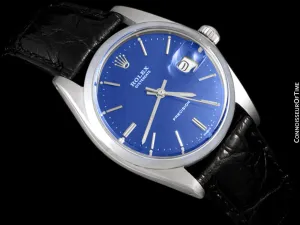 1964 Rolex Vintage Mens Oysterdate Date Watch, Navy Blue Dial - Stainless Steel
