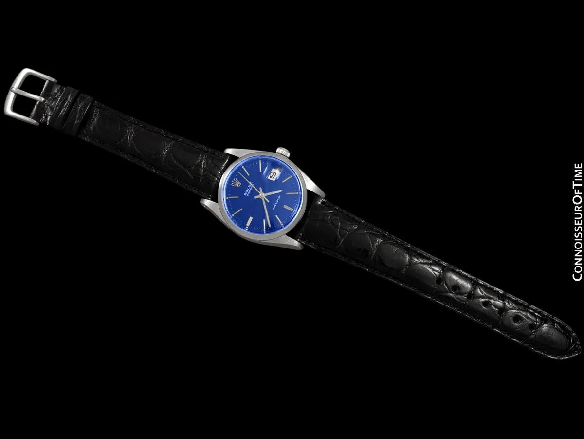 1964 Rolex Vintage Mens Oysterdate Date Watch, Navy Blue Dial - Stainless Steel