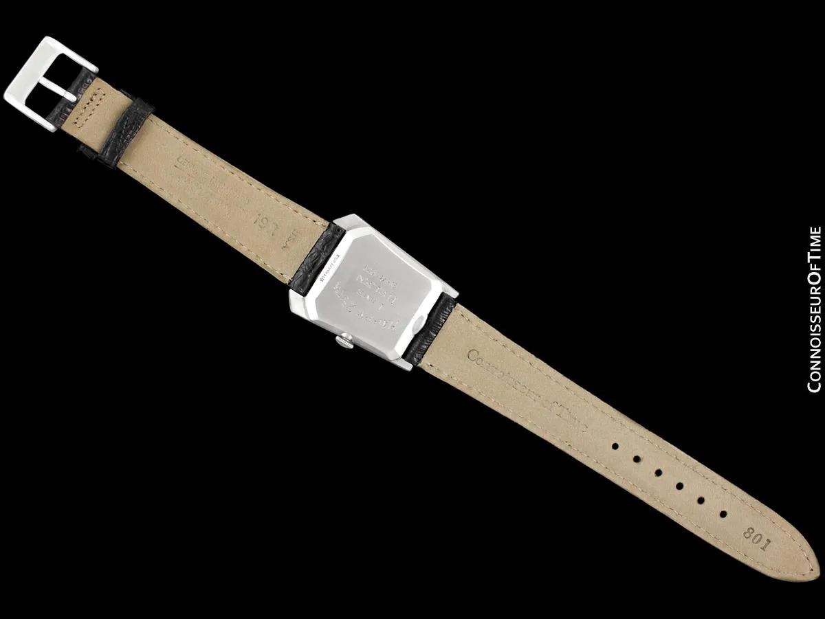 1965 Jaeger-LeCoulter Vintage Mens Asymmetrical Watch - 14K White Gold & Diamonds