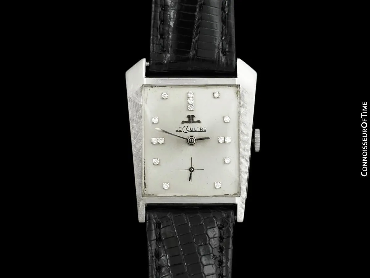 1965 Jaeger-LeCoultre Vintage Mens Asymmetrical Watch - 14K White Gold & Diamonds