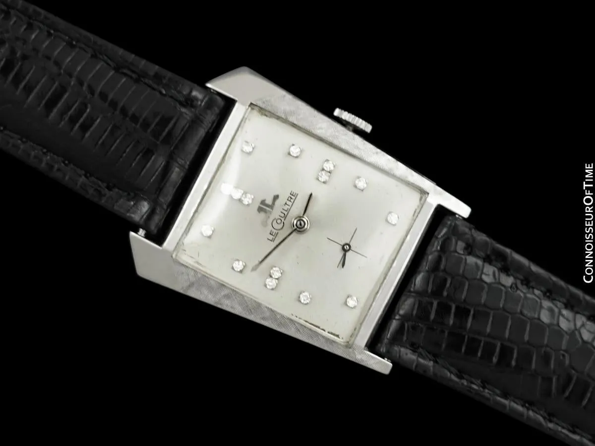1965 Jaeger-LeCoultre Vintage Mens Asymmetrical Watch - 14K White Gold & Diamonds