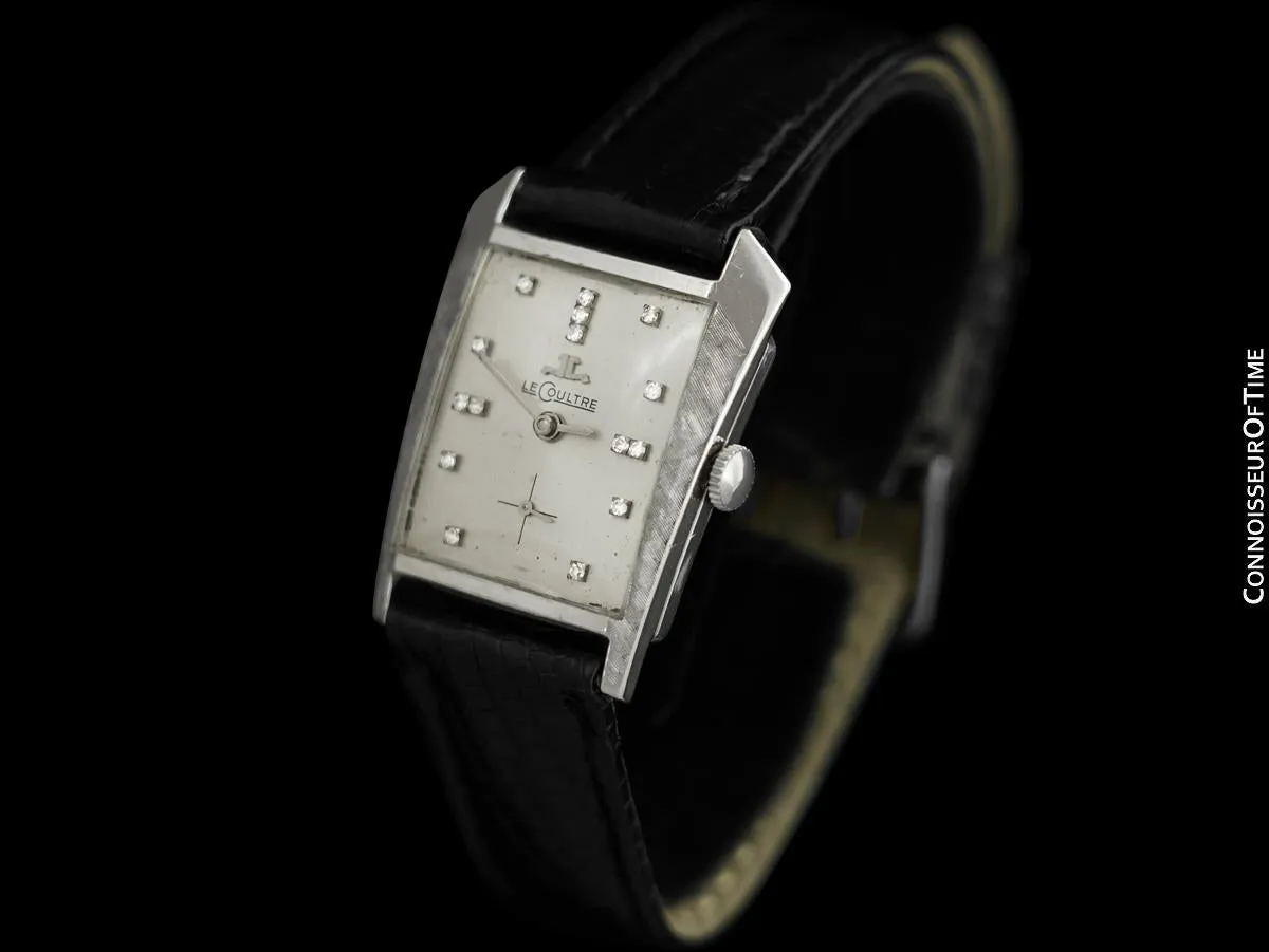 1965 Jaeger-LeCoultre Vintage Mens Asymmetrical Watch - 14K White Gold & Diamonds