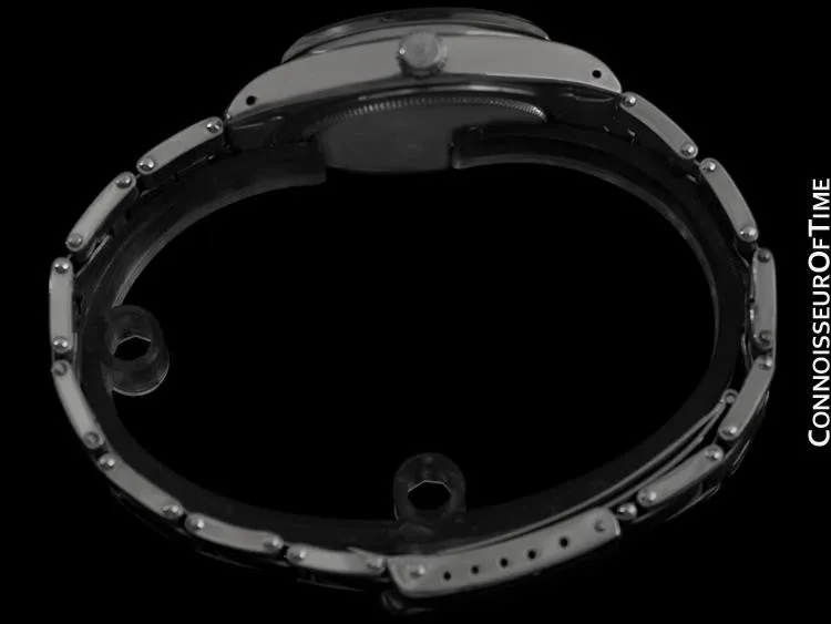 1965 Rolex Vintage Mens Oysterdate Date Watch, Black Dial - Stainless Steel