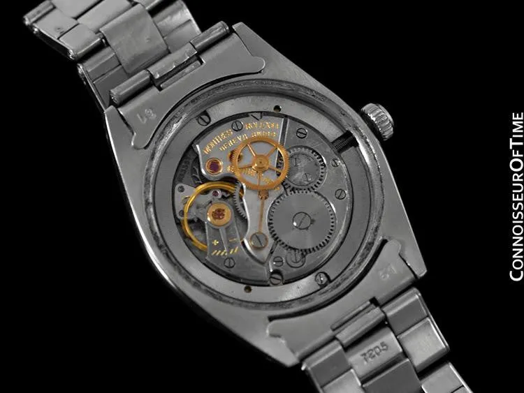 1965 Rolex Vintage Mens Oysterdate Date Watch, Black Dial - Stainless Steel