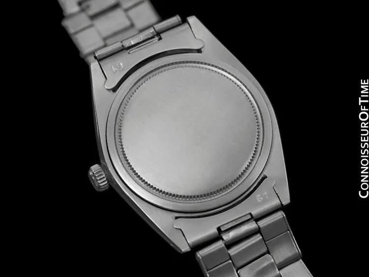 1965 Rolex Vintage Mens Oysterdate Date Watch, Black Dial - Stainless Steel