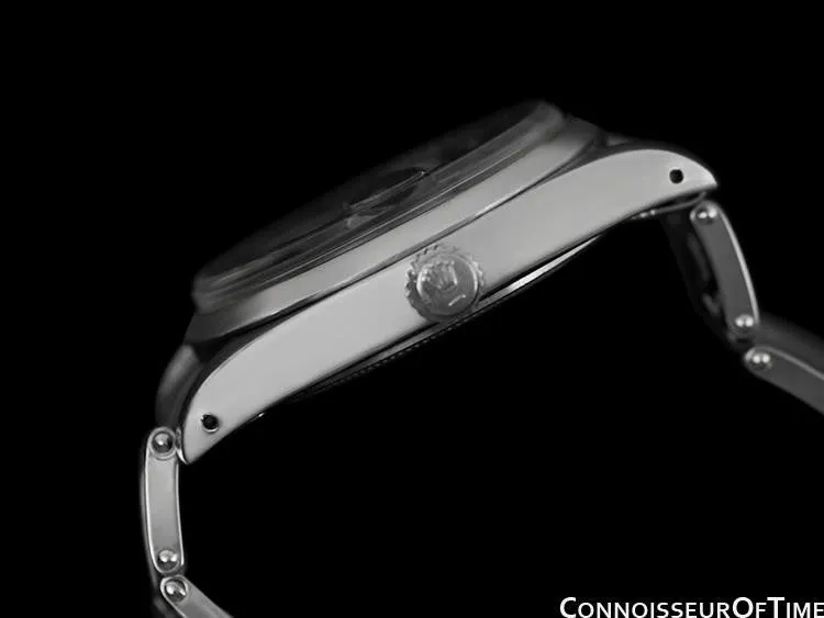 1965 Rolex Vintage Mens Oysterdate Date Watch, Black Dial - Stainless Steel