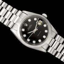 1966 Rolex Oysterdate Mens Vintage Ref. 6694 Date Watch with Blue Dial - Stainless Steel & Diamonds
