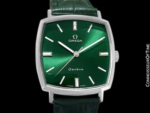 1969 Omega Geneve Vintage Mens Handwound Watch with Emerald / Money Green Dial - Stainless Steel