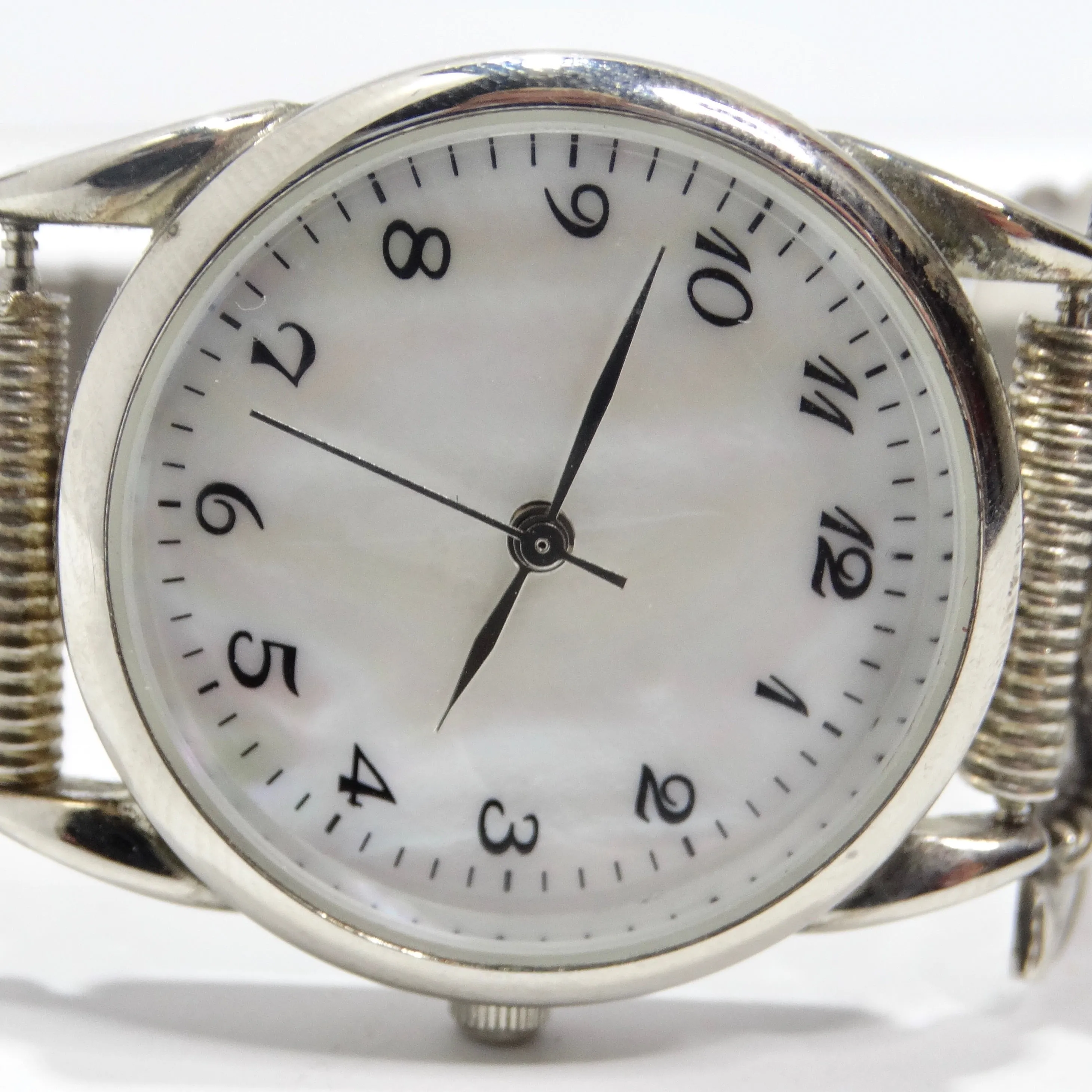 1970s Native American Silver Malachite Stone Watch