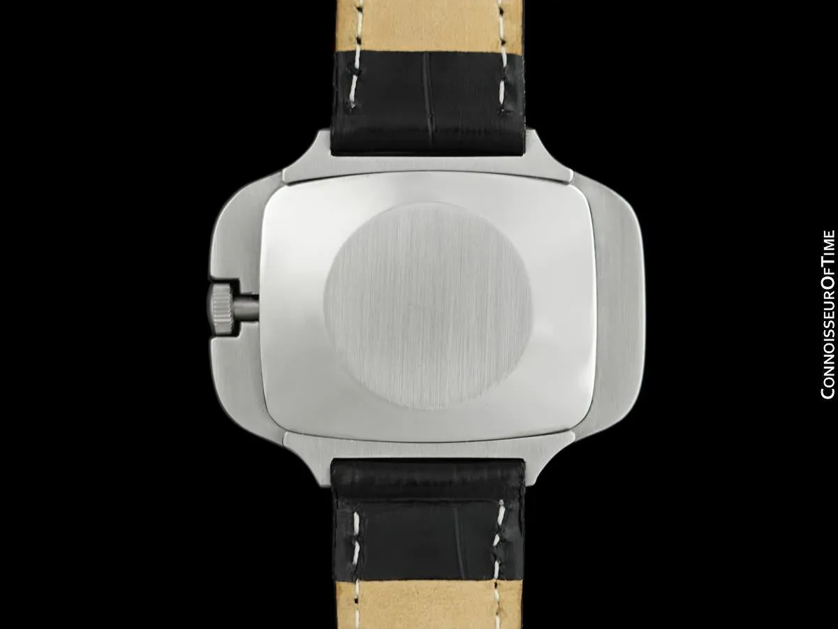 1970's Omega De Ville Mens Extra-Large Retro Dress TV Watch with Dimensional Dial - Stainless Steel
