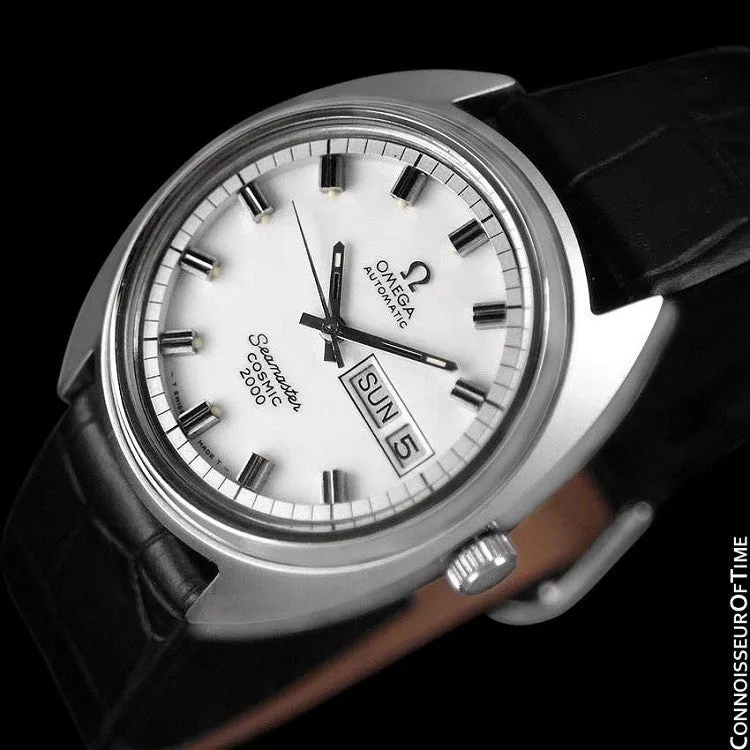 1970's Omega Seamaster Cosmic 2000 Vintage Mens Large Dive Watch, Automatic, Day Date - Stainless Steel