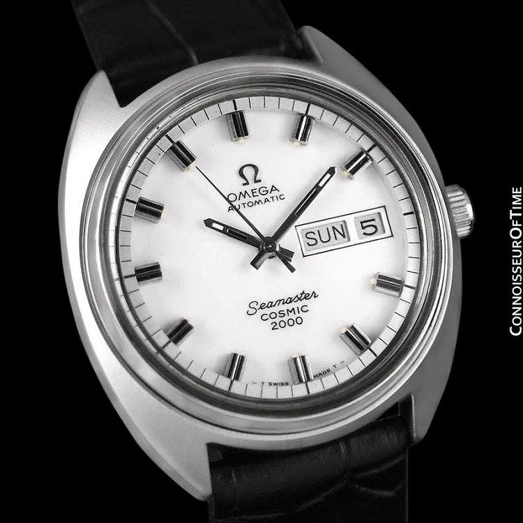 1970's Omega Seamaster Cosmic 2000 Vintage Mens Large Dive Watch, Automatic, Day Date - Stainless Steel