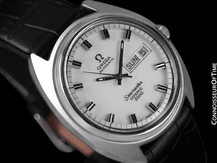 1970's Omega Seamaster Cosmic 2000 Vintage Mens Large Dive Watch, Automatic, Day Date - Stainless Steel