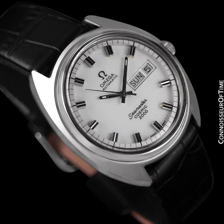 1970's Omega Seamaster Cosmic 2000 Vintage Mens Large Dive Watch, Automatic, Day Date - Stainless Steel