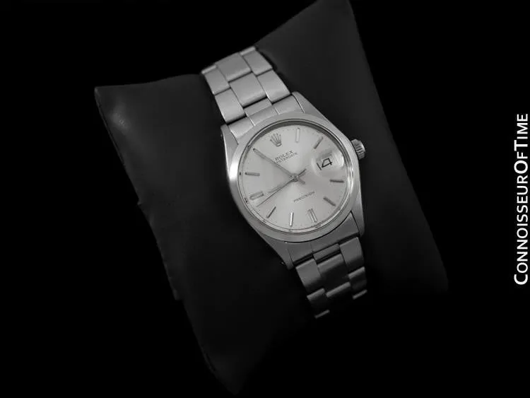 1971 Rolex Vintage Mens Oysterdate Date Watch, Silver Dial - Stainless Steel