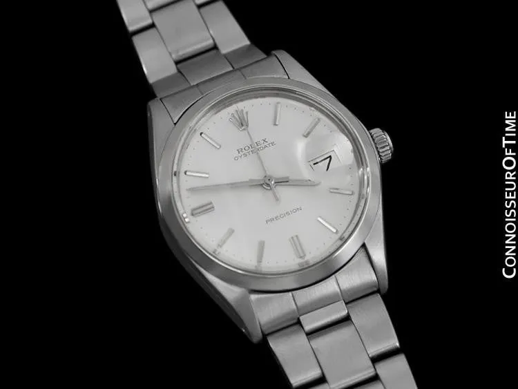 1971 Rolex Vintage Mens Oysterdate Date Watch, Silver Dial - Stainless Steel