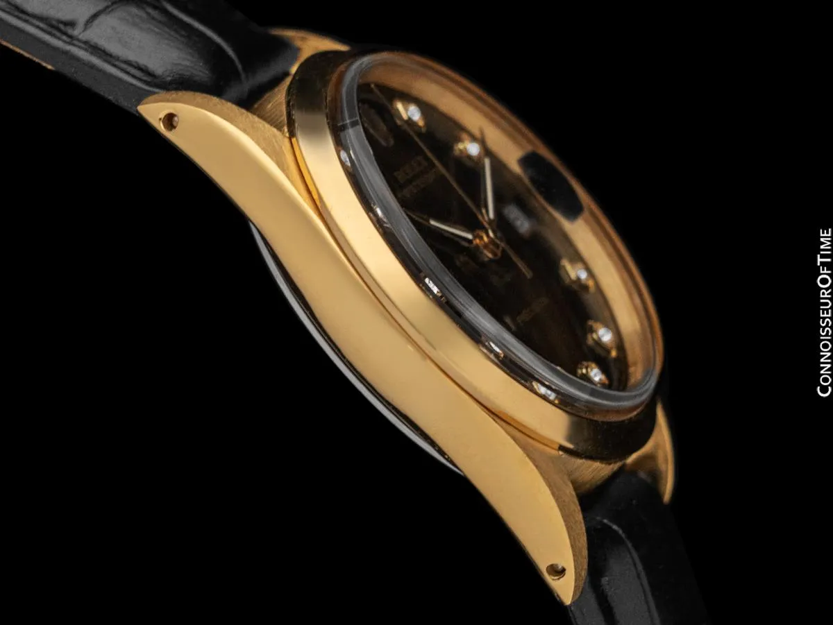1972 Rolex Oysterdate Mens Vintage Ref. 6694 Date Watch - 18K Gold Plated, Stainless Steel & Diamonds