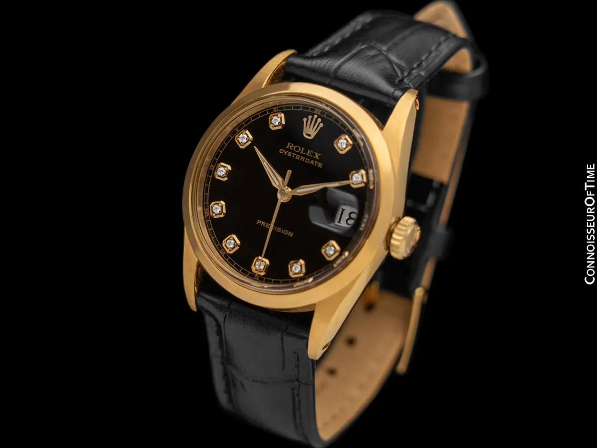 1972 Rolex Oysterdate Mens Vintage Ref. 6694 Date Watch - 18K Gold Plated, Stainless Steel & Diamonds