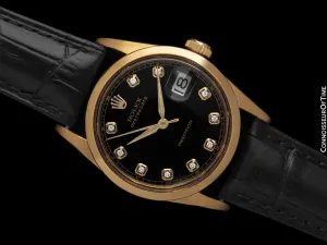 1972 Rolex Oysterdate Mens Vintage Ref. 6694 Date Watch - 18K Gold Plated, Stainless Steel & Diamonds