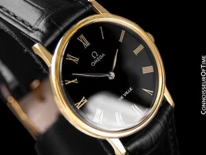 1979 Omega De Ville Vintage Mens Handwound Ultra Thin Dress Watch - 18K Gold Plated & Stainless Steel