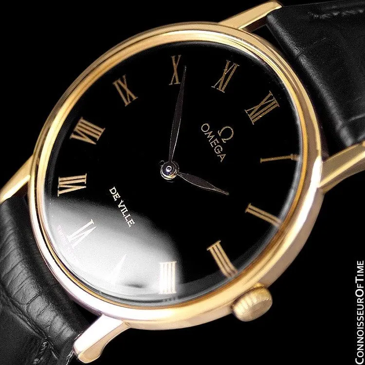 1979 Omega De Ville Vintage Mens Handwound Ultra Thin Dress Watch - 18K Gold Plated & Stainless Steel