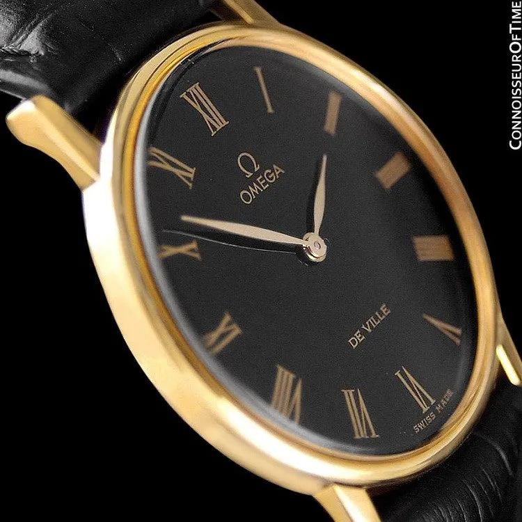 1979 Omega De Ville Vintage Mens Handwound Ultra Thin Dress Watch - 18K Gold Plated & Stainless Steel