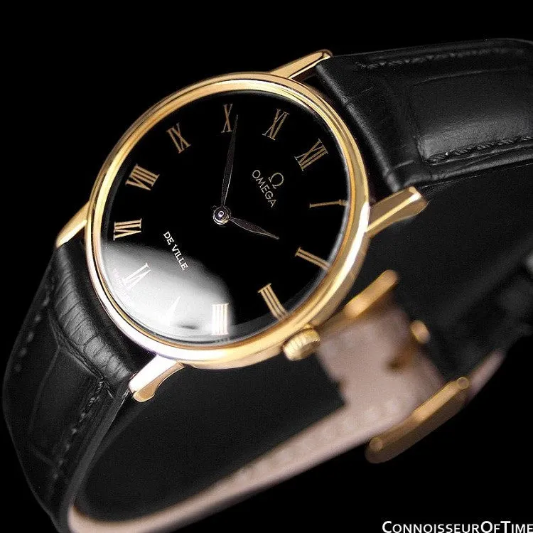 1979 Omega De Ville Vintage Mens Handwound Ultra Thin Dress Watch - 18K Gold Plated & Stainless Steel