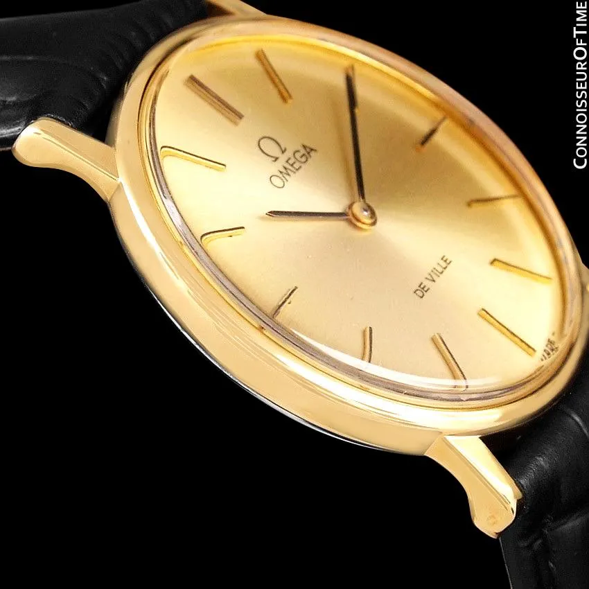 1980 Omega De Ville Vintage Mens Handwound Ultra Thin Dress Watch - 18K Gold Plated and Stainless Steel