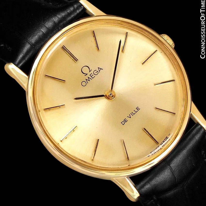 1980 Omega De Ville Vintage Mens Handwound Ultra Thin Dress Watch - 18K Gold Plated and Stainless Steel