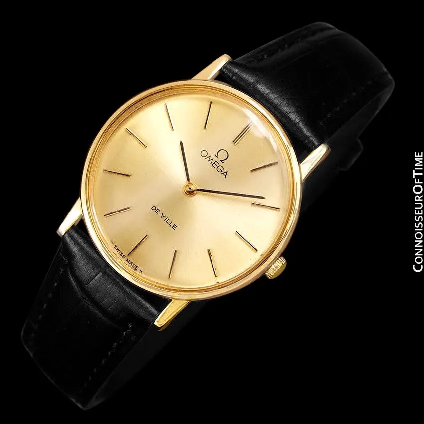 1980 Omega De Ville Vintage Mens Handwound Ultra Thin Dress Watch - 18K Gold Plated and Stainless Steel