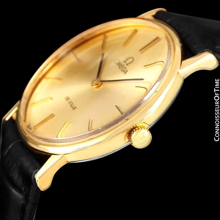 1980 Omega De Ville Vintage Mens Handwound Ultra Thin Dress Watch - 18K Gold Plated and Stainless Steel
