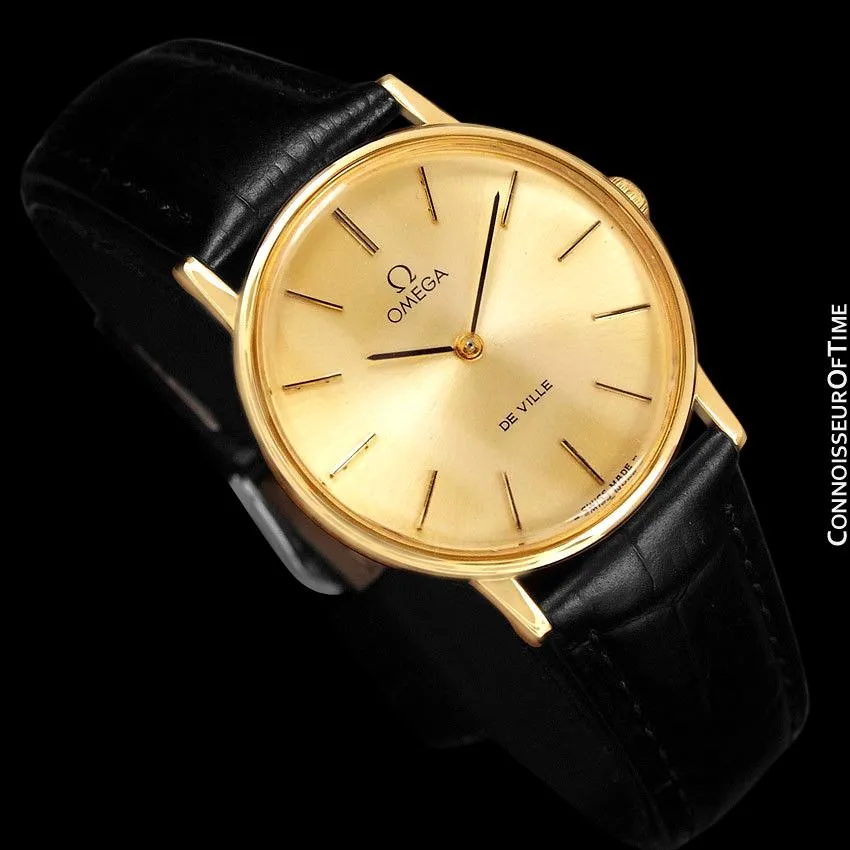 1980 Omega De Ville Vintage Mens Handwound Ultra Thin Dress Watch - 18K Gold Plated and Stainless Steel