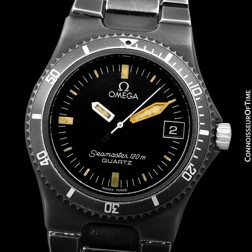 1984 Omega Seamaster Calypso 120M Vintage Mens Quartz Watch, Date - Stainless Steel & PVD