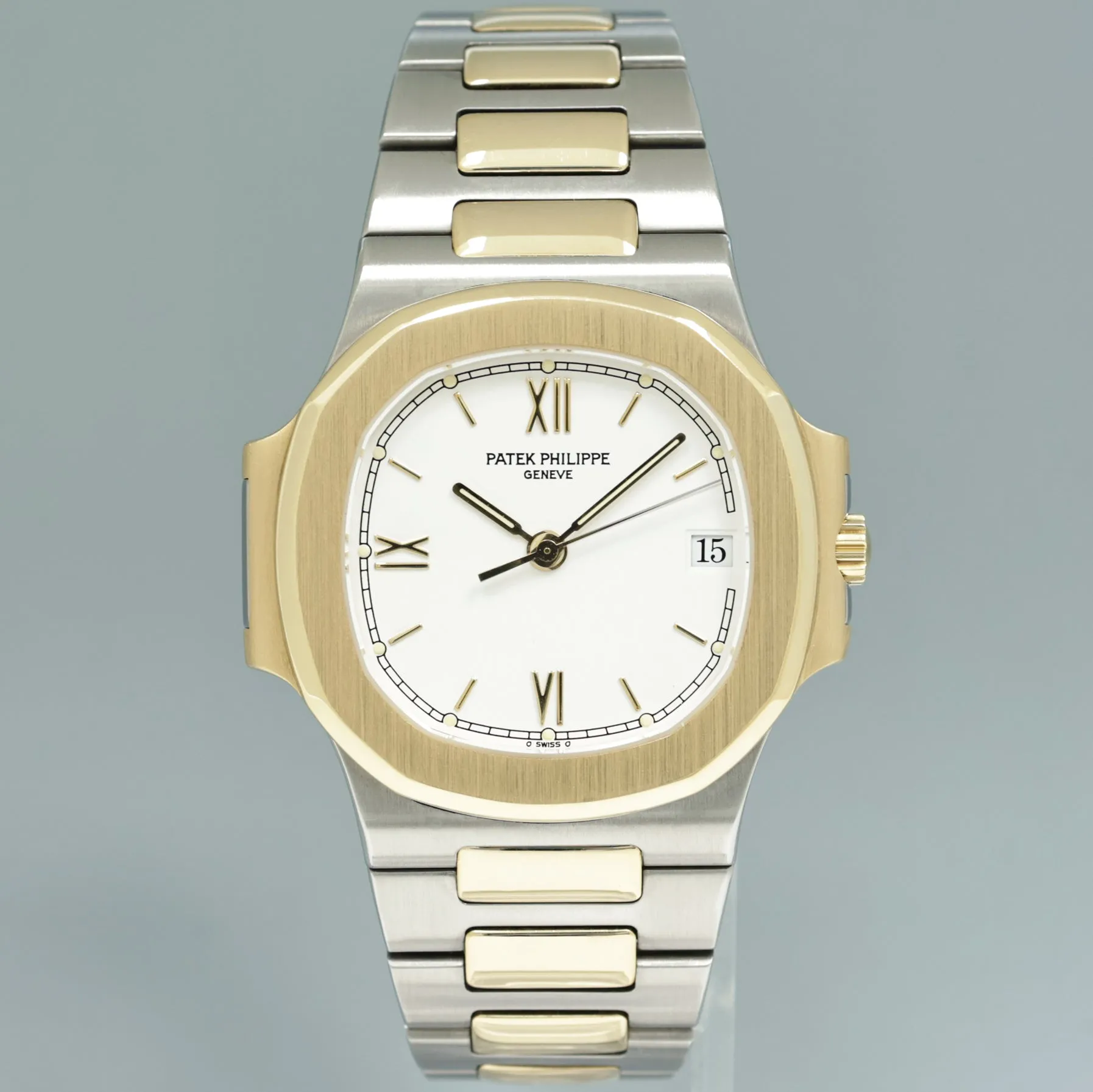 1997 MINT PAPERS Patek Philippe 37mm 3800 Nautilus White Yellow Gold Two Tone Watch