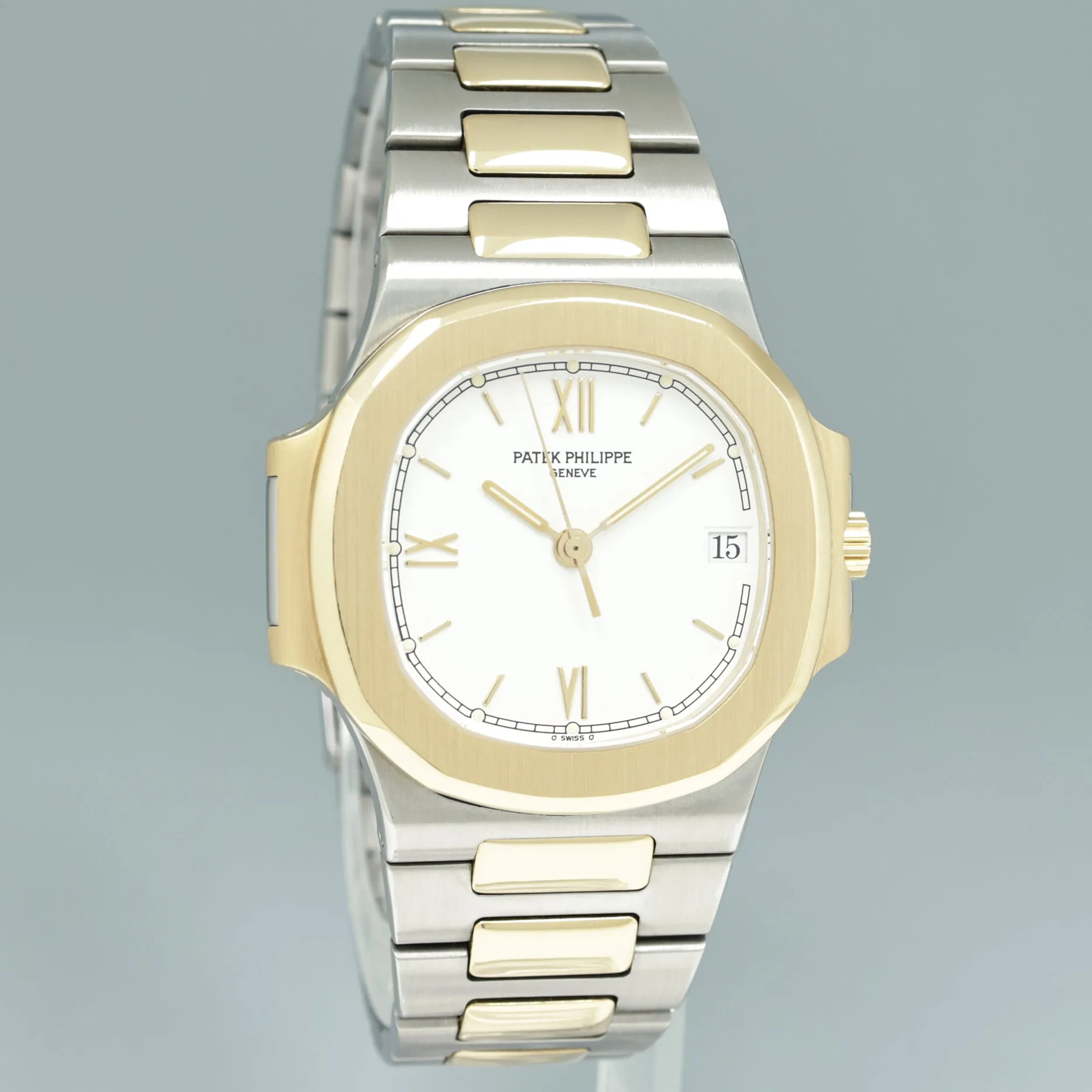 1997 MINT PAPERS Patek Philippe 37mm 3800 Nautilus White Yellow Gold Two Tone Watch
