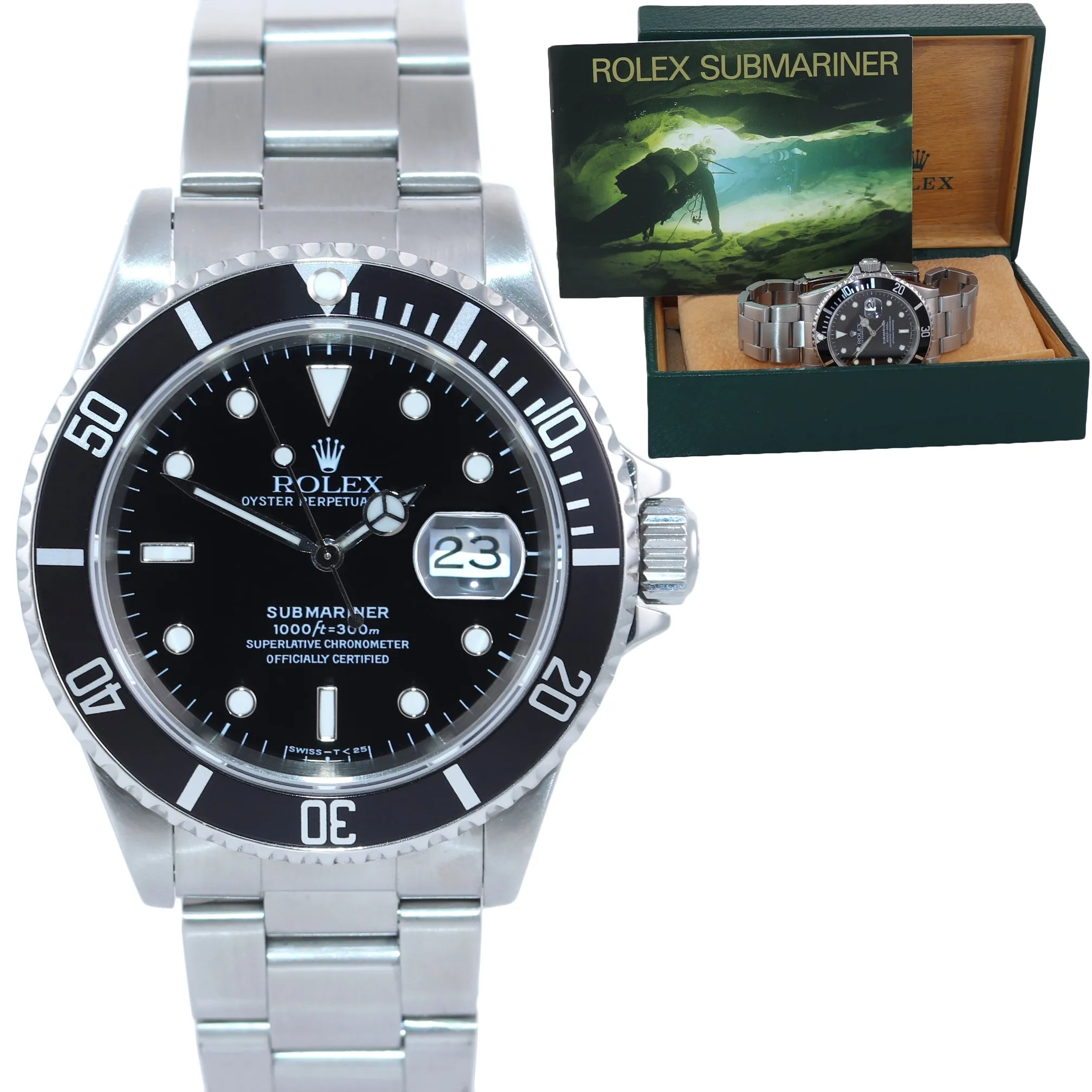 1998 MINT Rolex Submariner Date 16610 Steel Tritium Dial Watch Box