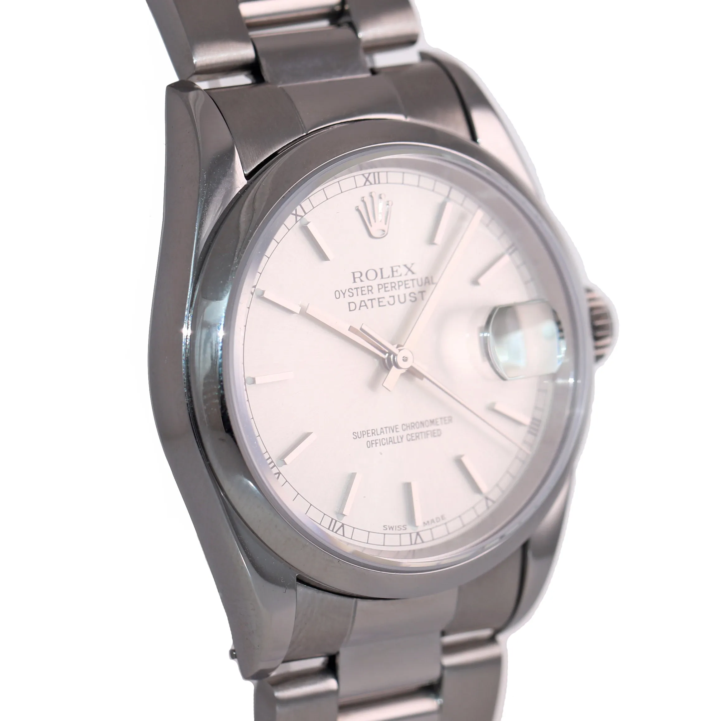 2002 MINT PAPERS Rolex DateJust 36mm 16200 Steel Silver Stick Oyster Watch Box