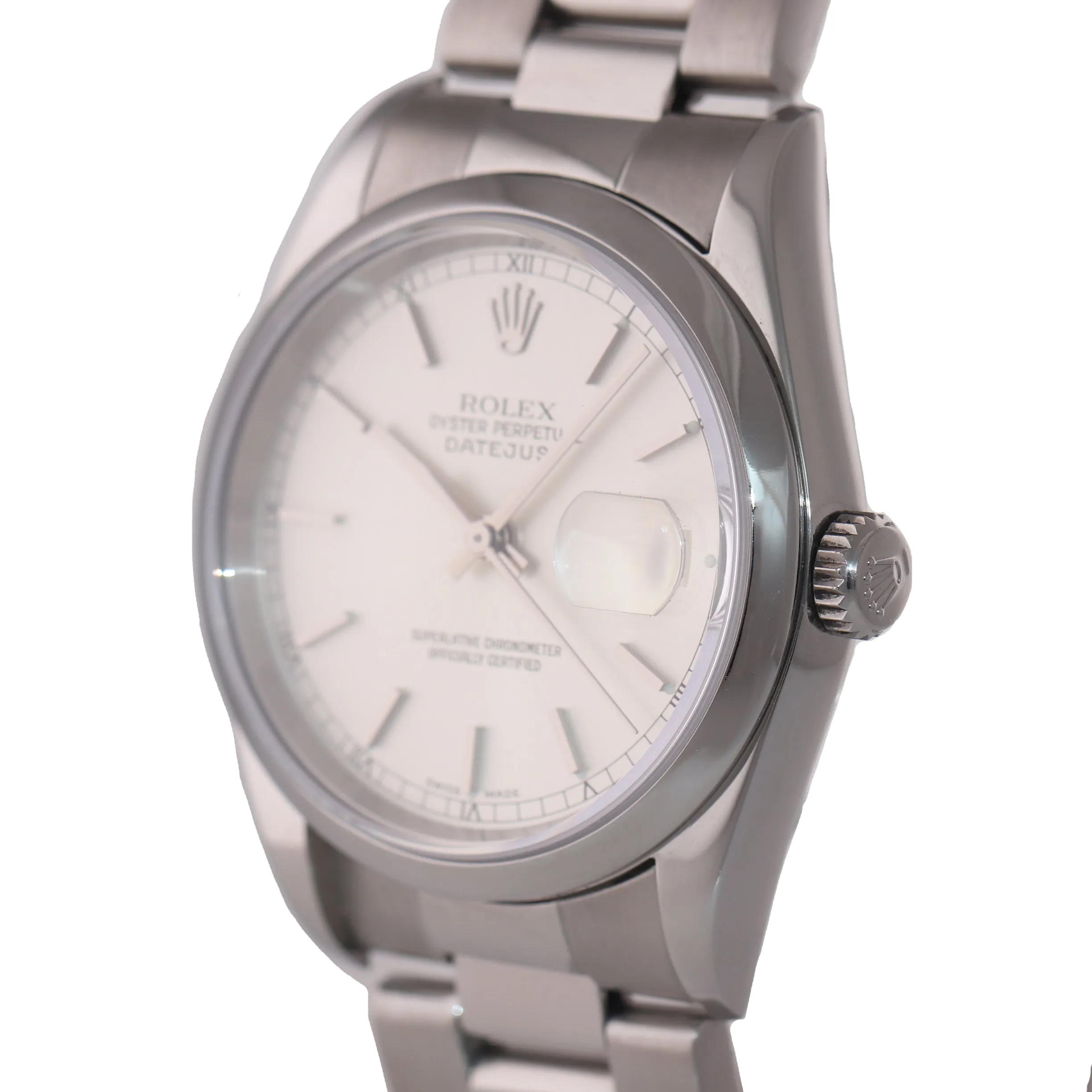 2002 MINT PAPERS Rolex DateJust 36mm 16200 Steel Silver Stick Oyster Watch Box