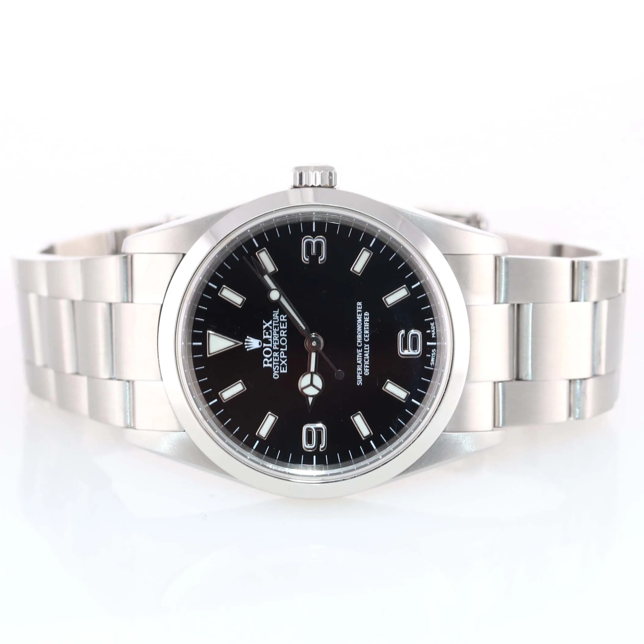 2004 Rolex Explorer I Black 36mm 114270 Steel Black Arabic Dial Lume Watch