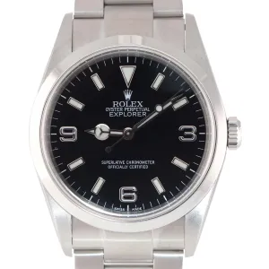 2004 Rolex Explorer I Black 36mm 114270 Steel Black Arabic Dial Lume Watch