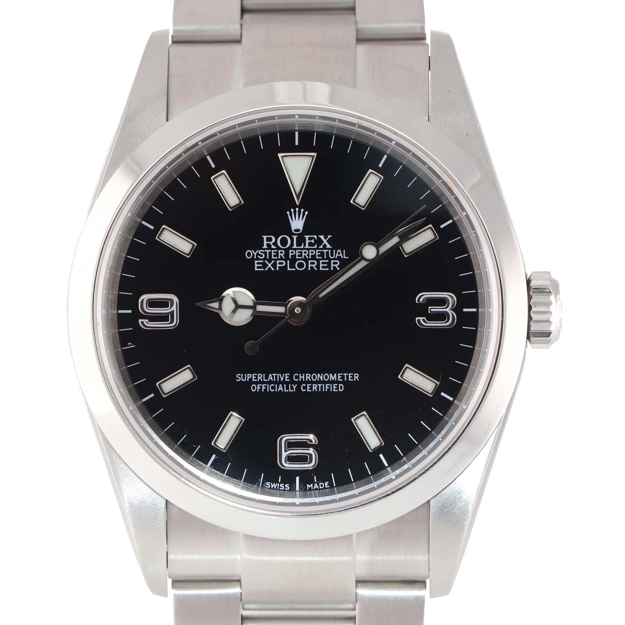 2004 Rolex Explorer I Black 36mm 114270 Steel Black Arabic Dial Lume Watch
