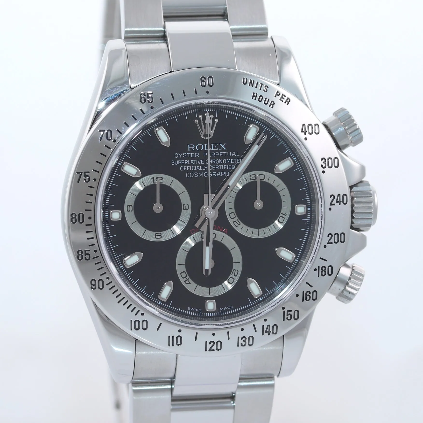 2007 MINT Rolex Daytona 116520 Black Steel 40mm Oyster Engraved Rehaut Watch Box