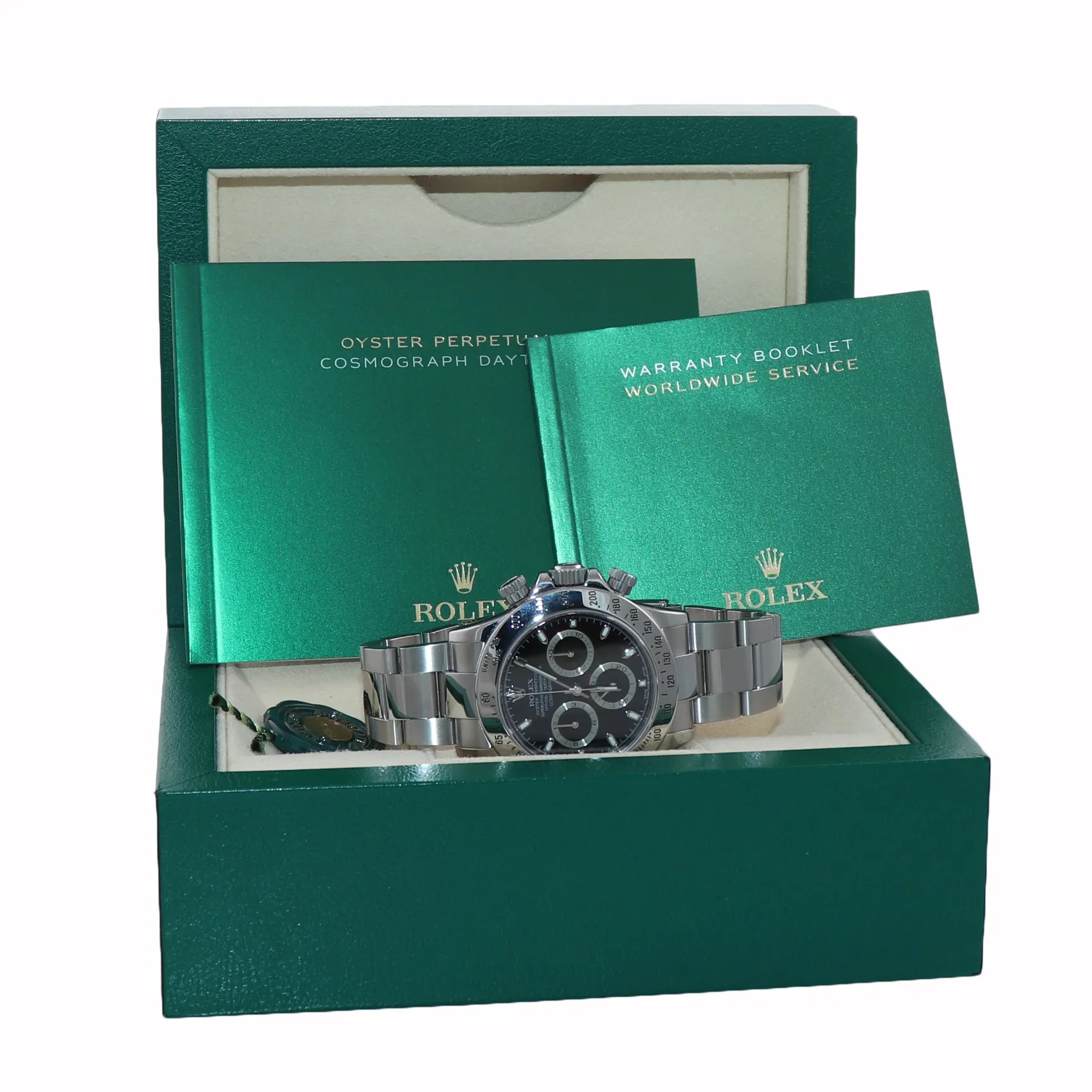 2007 MINT Rolex Daytona 116520 Black Steel 40mm Oyster Engraved Rehaut Watch Box
