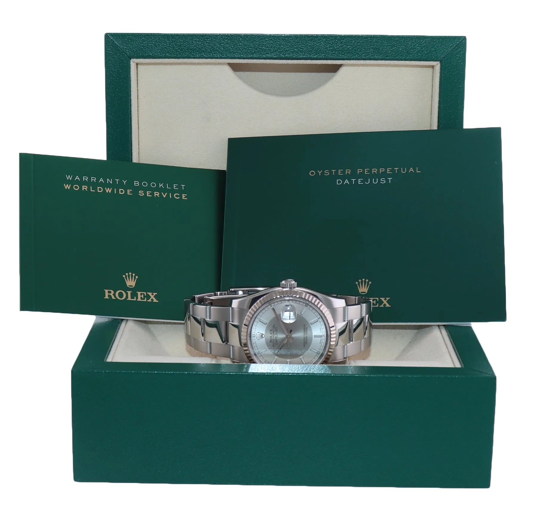 2007 Rolex DateJust Silver Tuxedo 116234 36mm Oyster Steel Watch Box