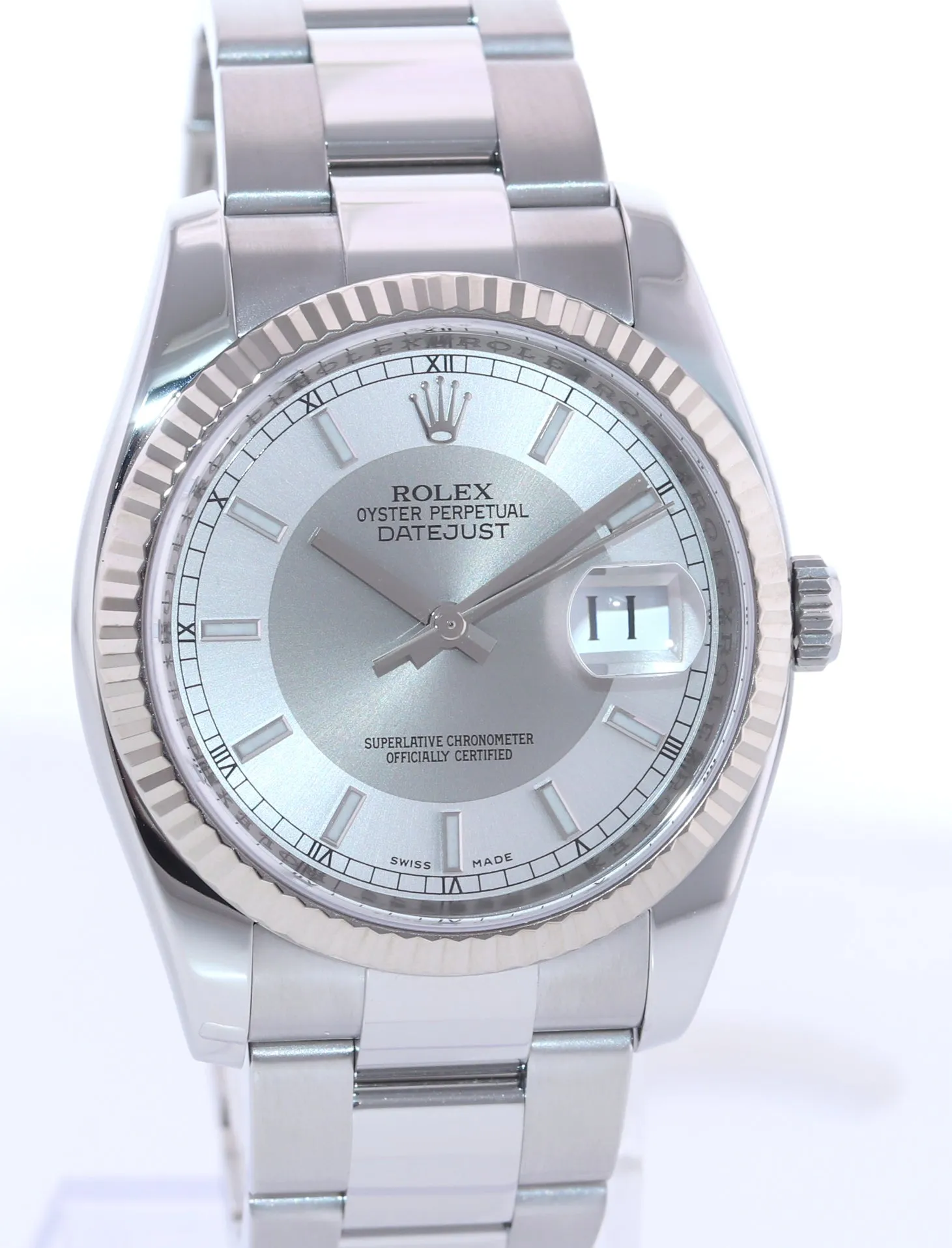 2007 Rolex DateJust Silver Tuxedo 116234 36mm Oyster Steel Watch Box