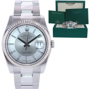 2007 Rolex DateJust Silver Tuxedo 116234 36mm Oyster Steel Watch Box