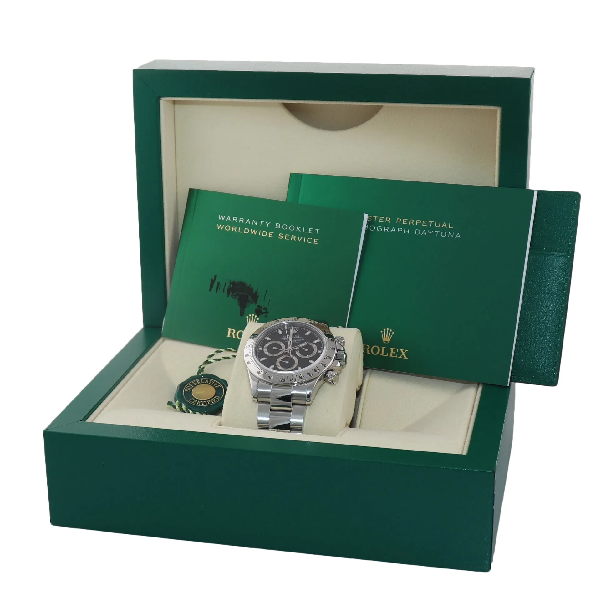 2007 Rolex Daytona 116520 Black Dial Chronograph Steel Watch Engraved Rehaut