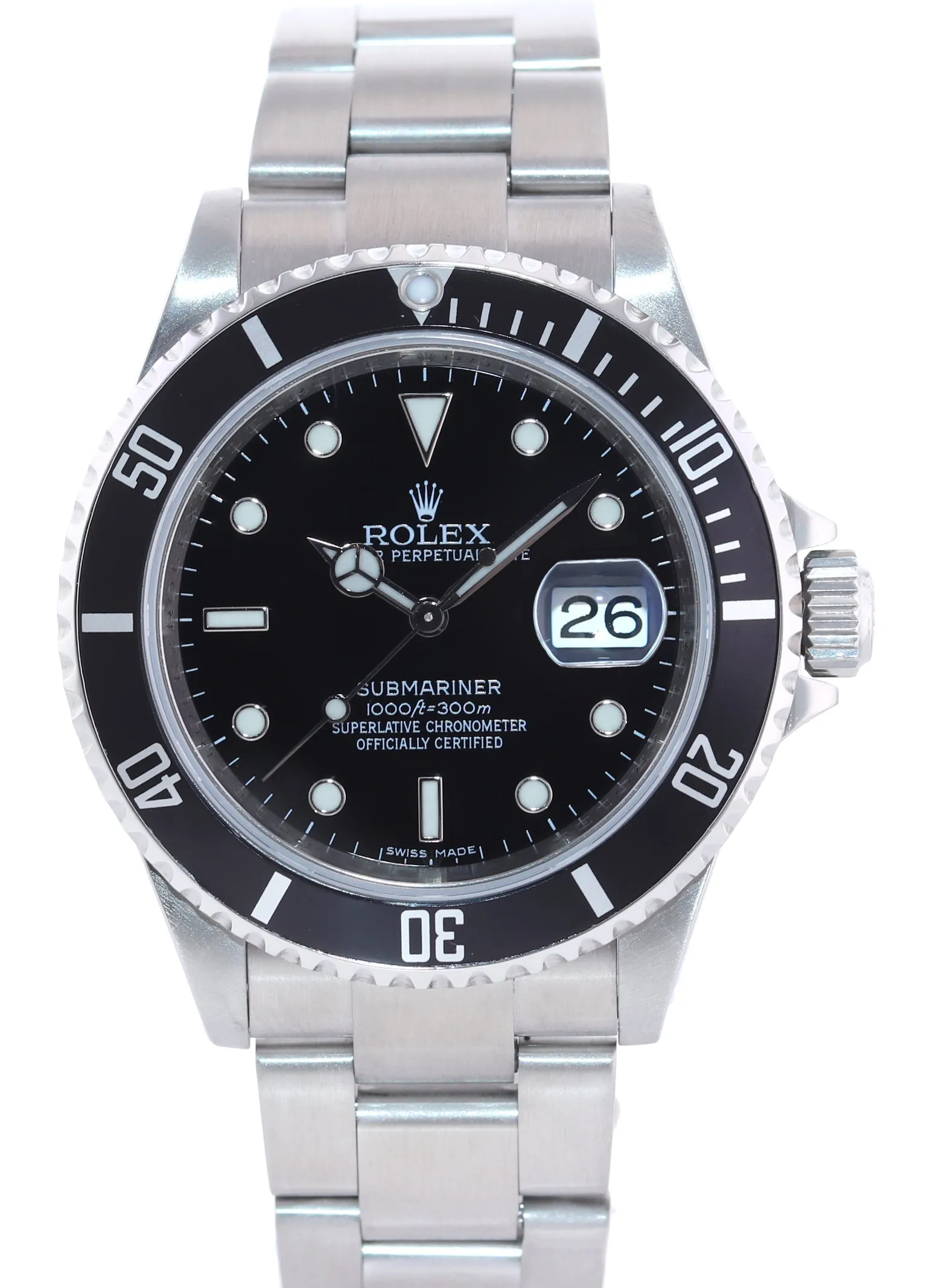 2008 ENGRAVED REHAUT Rolex Submariner Date 16610 Stainless Steel Black Watch